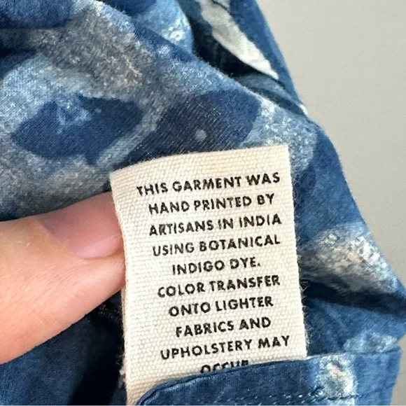 Apiece Apart Lumina Popover Batik Floral Indigo Hand Dyed Cotton Oversized SizeL - Picture 13 of 16